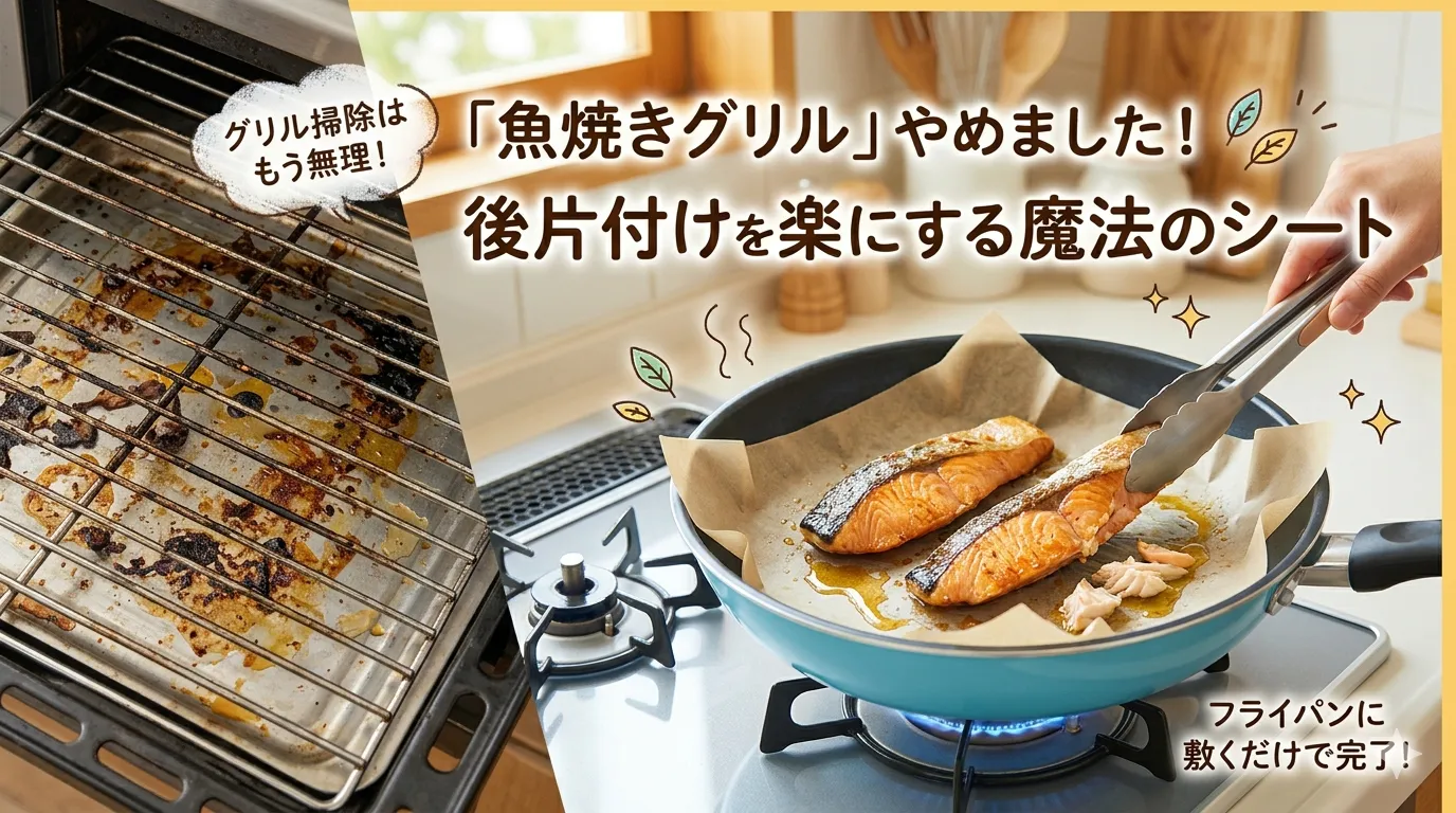 魚焼きグリルの掃除、もうやめました。フライパンにシートを敷くだけで十分だった