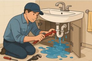 洗面台下の給水管から水漏れ！床下浸水を防ぐ応急処置と本格修理