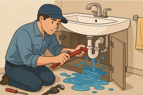 洗面台下の給水管から水漏れ!床下浸水を防ぐ応急処置と本格修理