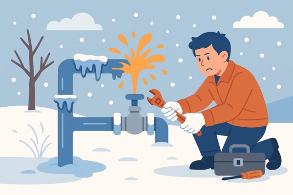 凍結で給湯管が破裂した!冬場の凍結防止対策と修理方法