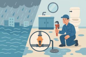 台風・大雨時の下水逆流を防ぐ方法──逆流防止弁設置と排水口対策