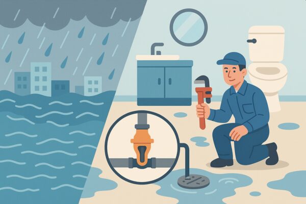 台風・大雨時の下水逆流を防ぐ方法──逆流防止弁設置と排水口対策