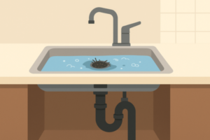 キッチンシンクの排水が流れないときの原因と解消方法