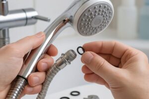 浴室シャワーヘッドからの水漏れを直す方法──ヘッド交換・パッキン調整