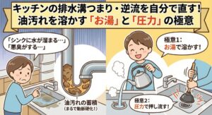 キッチンの排水溝つまり・逆流を自分で直す!油汚れを溶かす「お湯」と「圧力」の極意