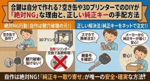 合鍵は自分で作れる？空き缶や3DプリンターでのDIYが「絶対NG」な理由と、正しい純正キーの手配方法