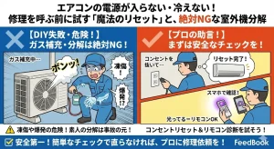 エアコンの電源が入らない・冷えない！修理を呼ぶ前に試す「魔法のリセット」と、絶対NGな室外機分解