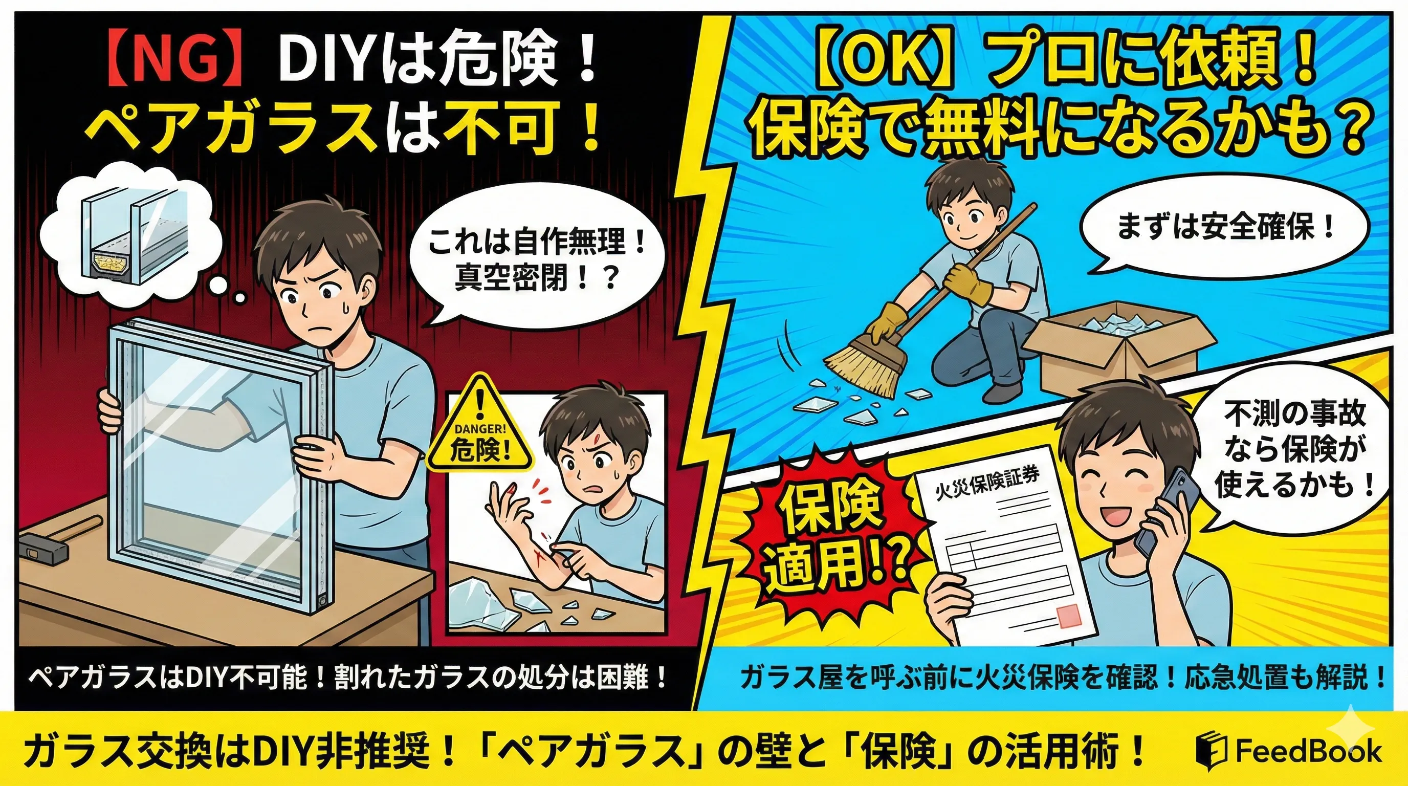 ガラス交換は自分でできる？「ペアガラス」がDIY不可能な理由と、無料で直せるかもしれない「保険」の活用術