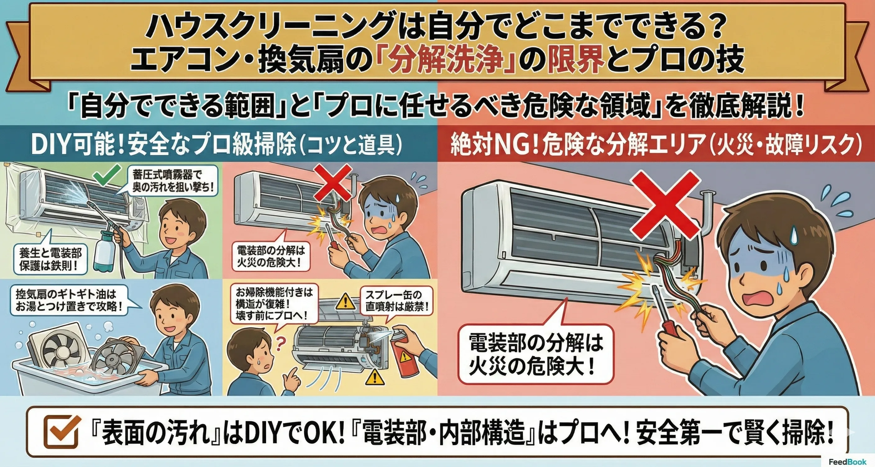 ハウスクリーニングは自分でどこまでできる？エアコン・換気扇の「分解洗浄」の限界とプロの技