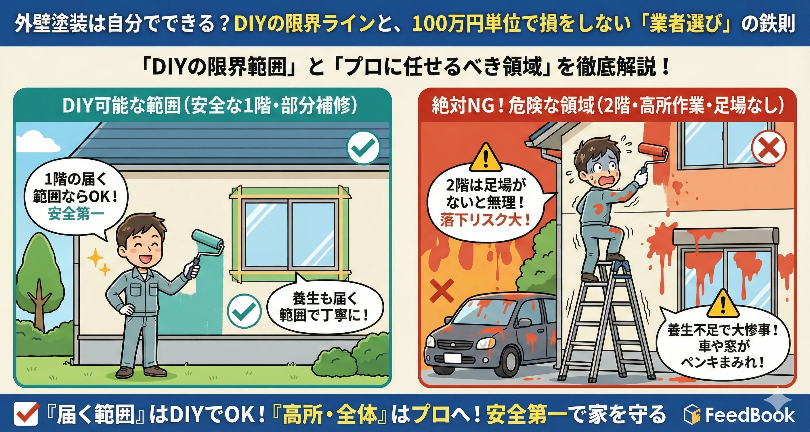 外壁塗装は自分でできる？DIYの限界ラインと、100万円単位で損をしない「業者選び」の鉄則