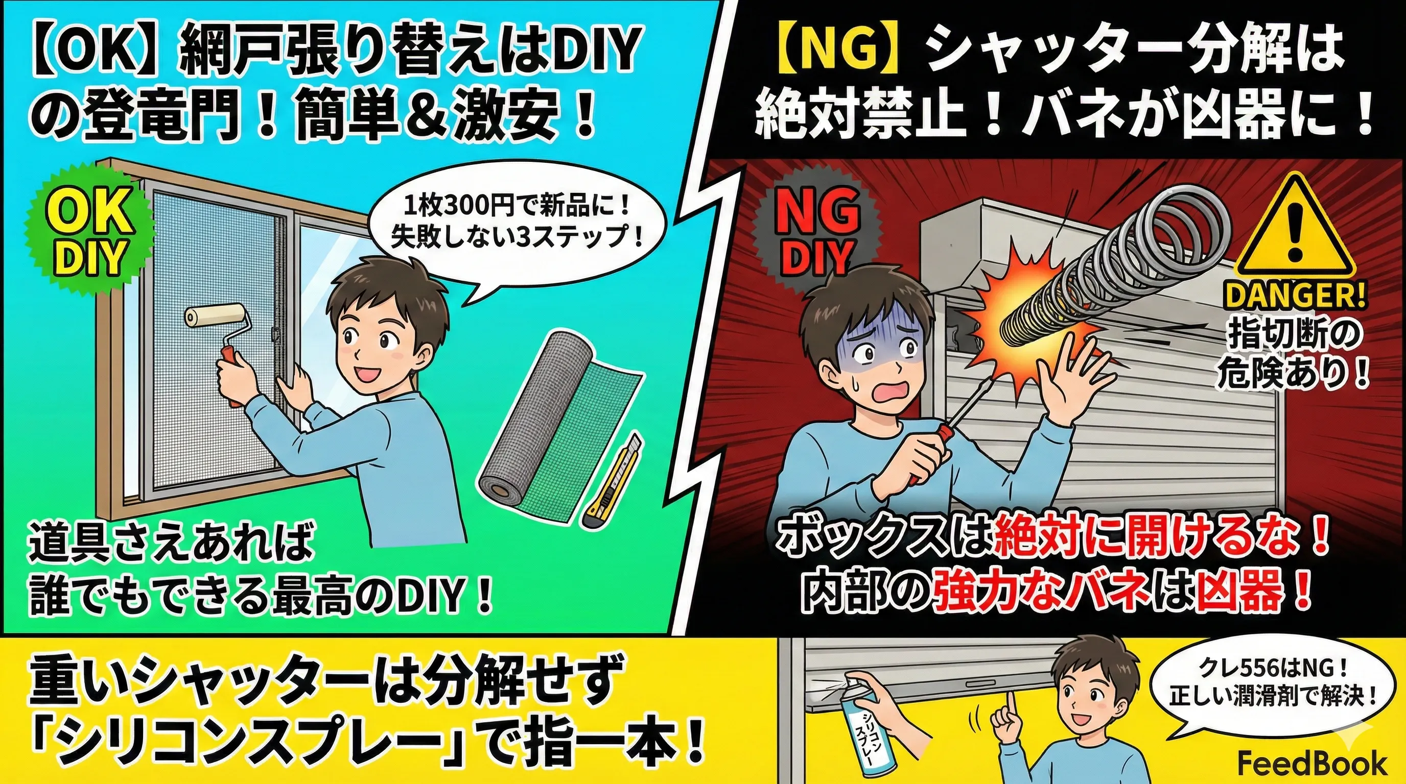 網戸は「DIYの登竜門」だがシャッターは危険！300円でできる張り替え術と、絶対に分解してはいけないシャッターの罠