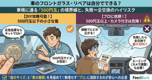 車のフロントガラス・リペアは自分でできる？車検に通る「500円玉」の境界線と、失敗＝全交換のハイリスク