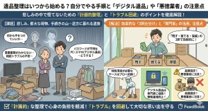 遺品整理はいつから始める？自分でやる手順と「デジタル遺品」や「悪徳業者」の注意点